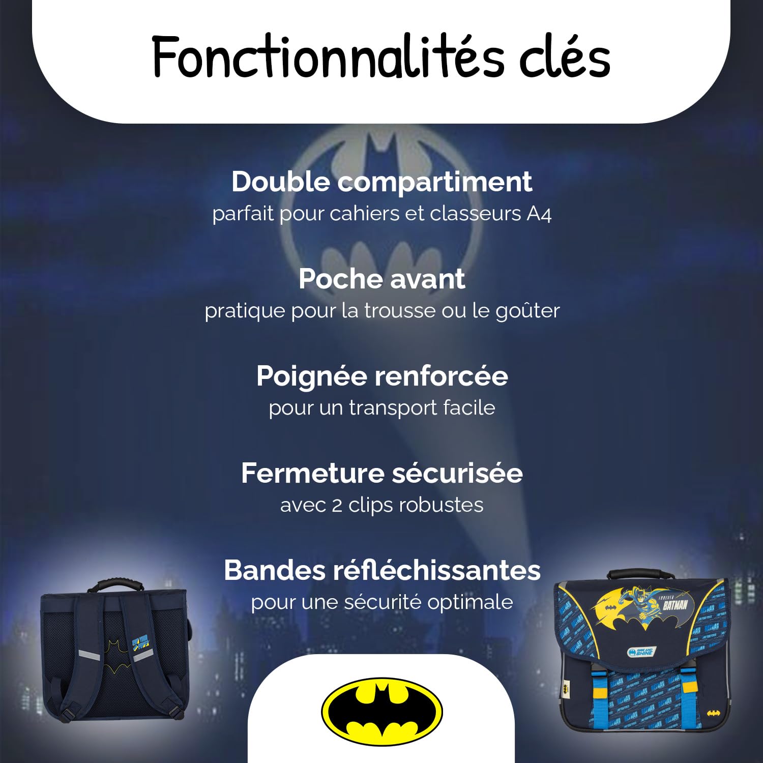 KID'ABORD Cartable scolaire 38 cm - Garçon - Bleu/Jaune - 2 compartiments