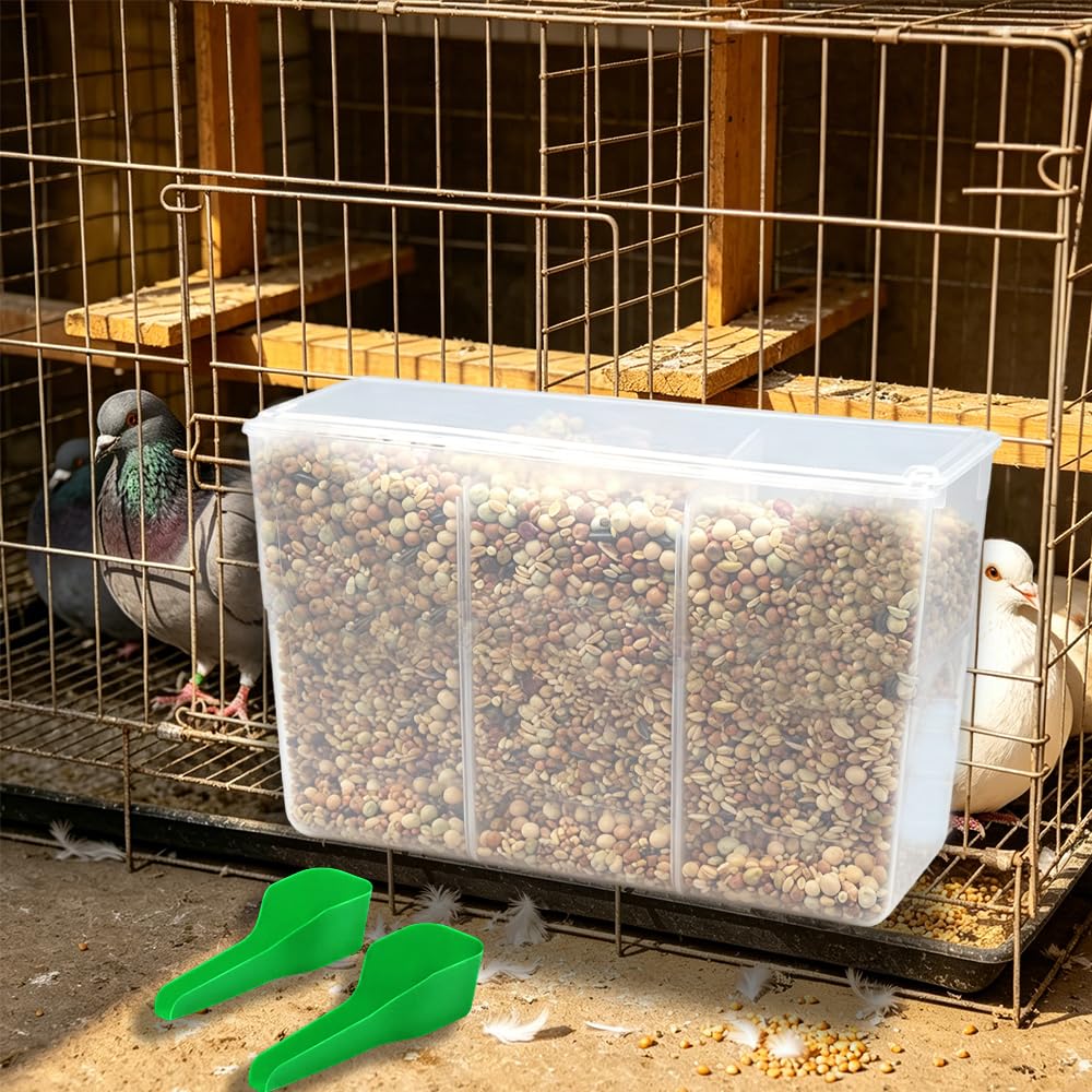Mangeoire automatique en plastique pour pigeons, distributeur d'eau sans désordre à suspendre pour cage à oiseaux, perruches, cailles, oiseaux, poulet (design à 3 trous)
