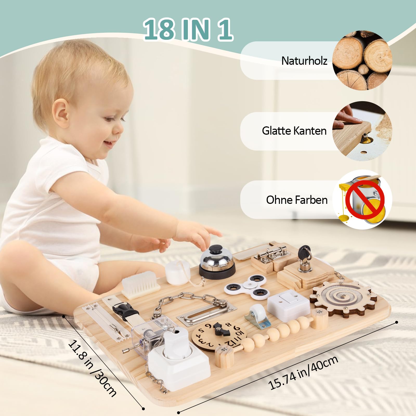 potatomato Montessori Busy Board – Jouet sensoriel en Bois, éducatif et motricité - Jeux en Bois activité Manuelle bac sensoriel Jouet autisme pour Enfants