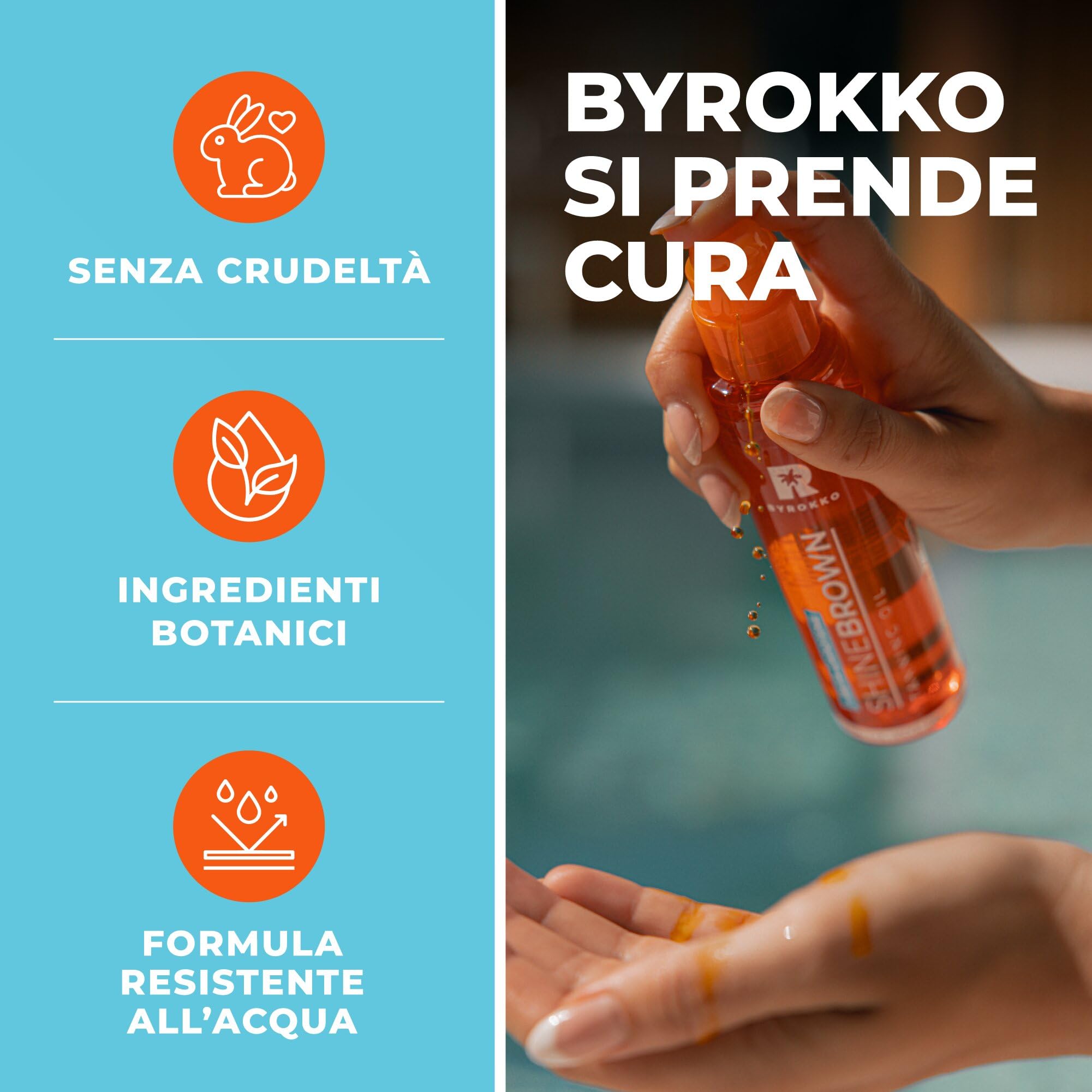 BYROKKO Shine Brown Beta Carotene Abbronzante Acceleratore, Gel abbronzante alla carota, efficace in lettini e sole all'aperto, crema naturale per lettino abbronzante, 200 ml (olio beta carotene 150