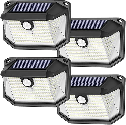 Miniatura 8 de Luces solares para exteriores, paquete de 8 luces de pared con sensor de movimiento de 178 LEDs súper brillantes con un ángulo amplio de 270° y 3
