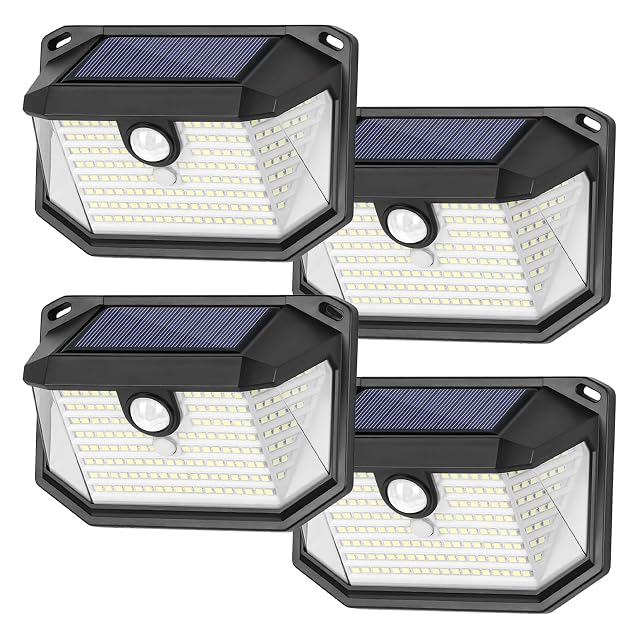 4-Pack Solar Wall Lights Outdoor with 3 Modes Reflector Waterproof Bright 178 LEDs Motion Sensor Security Lights Solar