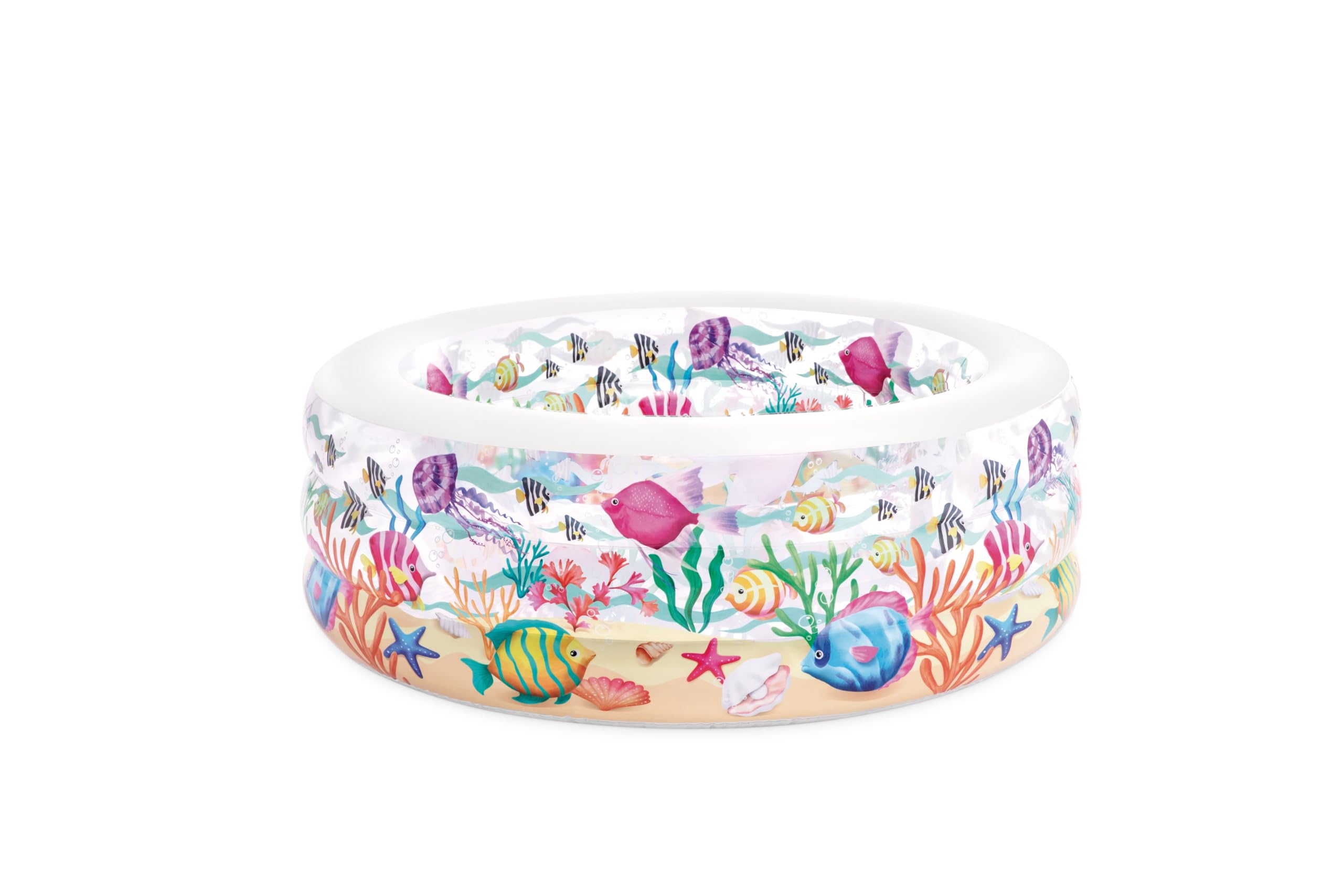 Intex Piscina Hinchable Redonda Infantil, Ø 152x56 cm, 360 litros, Suelo Hinchable, Diseño Animales Marinos, Tapón de desagüe, Juegos para niños, Vinilo Resistente, Parche Incluido, +6 años (58480)