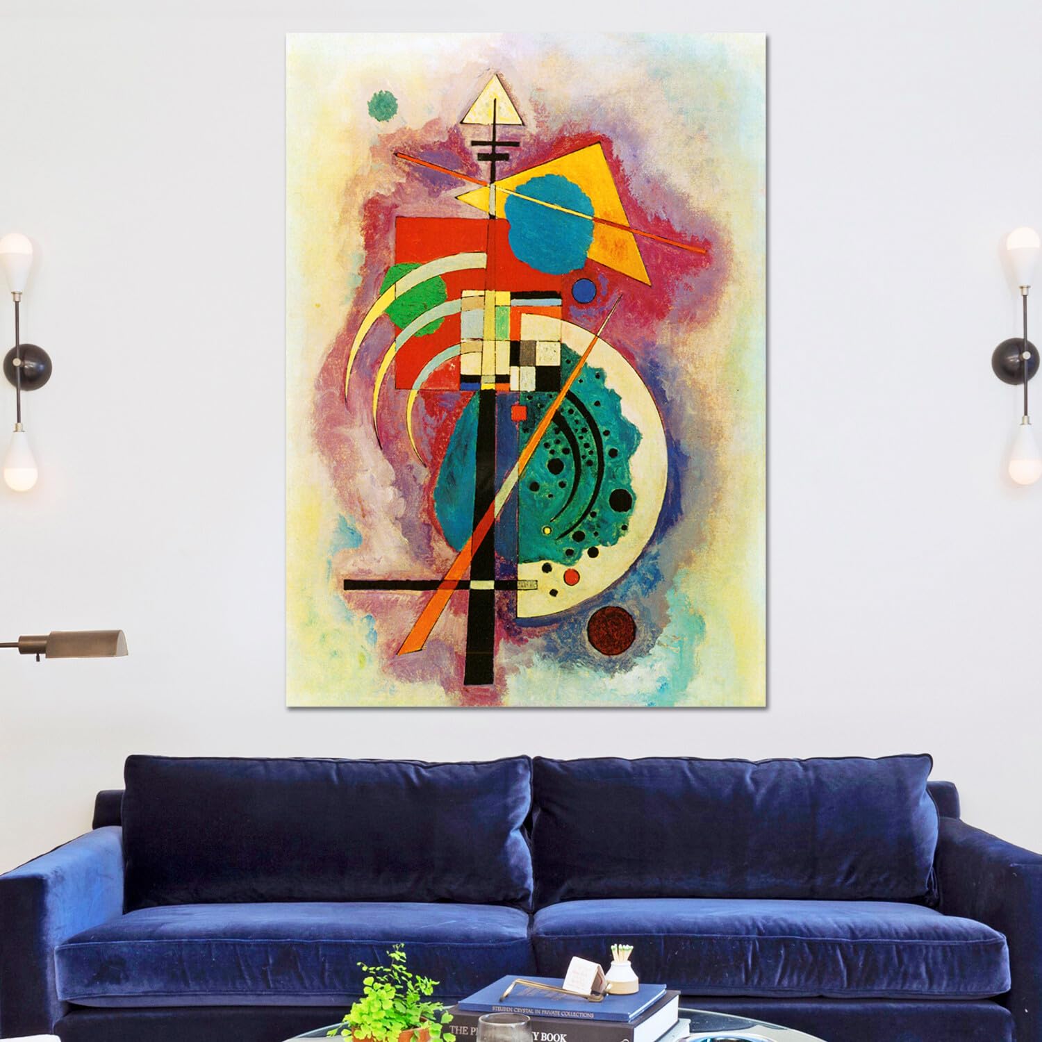 Tableau Moderne Kandinsky 'Oscillation' Sur Verre Acrylique - Impression Haute Résolution 100x140 Cm - Décoration Murale Salon, Chambre
