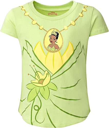 Miniatura 6 de Disney Princess Jasmine Moana Rapunzel Tiana - Paquete de 4 camisetas para niñas pequeñas, azulverdemoradorojo, 5T