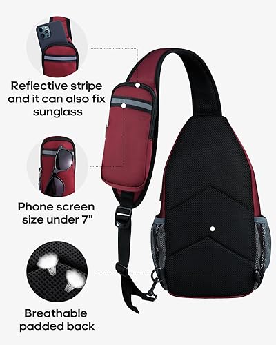 Miniatura 5 de WATERFLY - Mochila cruzada tipo bandolera para viajar y hacer senderismo, bolsa de pecho