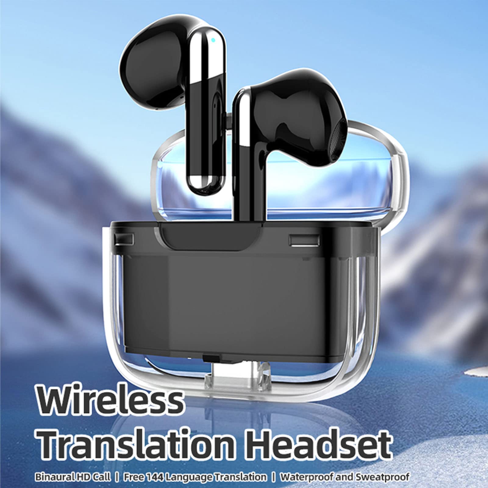 J207 Language Translator Earbuds, Two Way Translator Device with APP for 144 Languages Online, Bluetooth Translator for Exploring Expat Life Freely (Black)