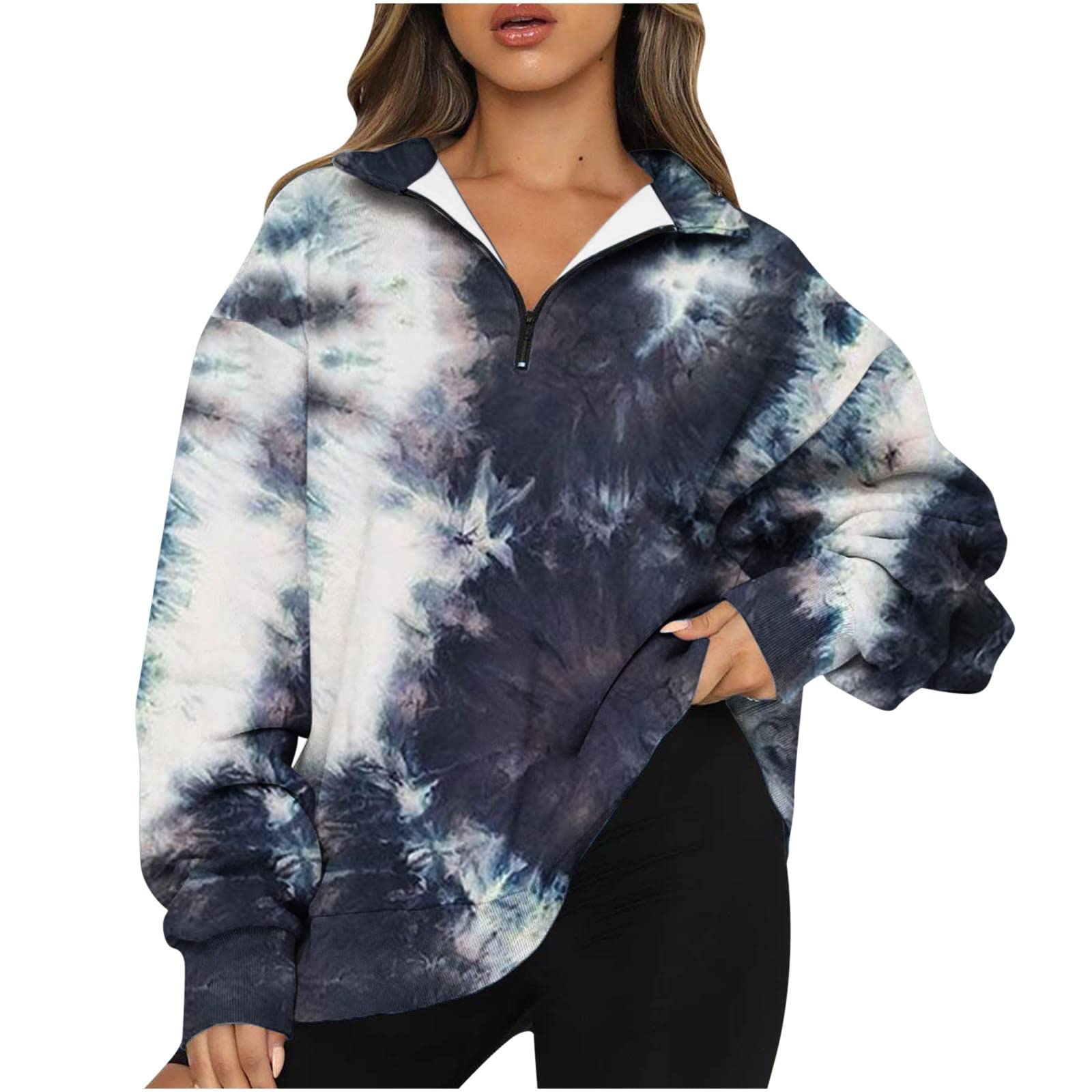 Fall Travel Plus Size Tops Women Easy Cool Long Sleeve Full Zi Tops Pattern Cozy Half Zip Tops Women