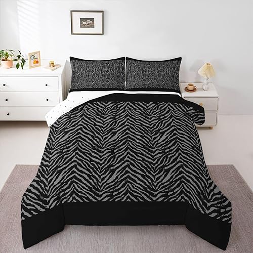 Miniatura 5 de Castle Fairy Juego de ropa de cama con estampado de cebra, tamaño matrimonial, juego de edredón de animales de África y vida silvestre, juego