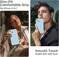 Vista 2 de Compatible con iPhone 15, funda de silicona líquida, funda protectora de cuerpo completo a prueba de golpes [forro de microfibra suave], funda Azul
