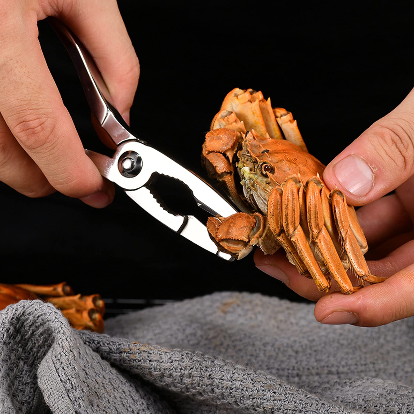 Ustensiles de Crustacés Les craquelins et les outils de la jambe de crabe avec boîte de rangement comprennent 1 craquelins de crabe avec des ciseaux, 1 fourchette de la jambe de crabe / des outils de
