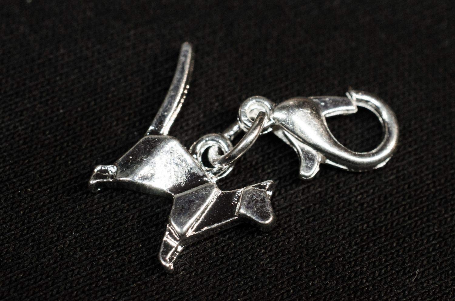 Miniblings Katze Charm Zipper Pull Tier Kater Origami silber - Handmade Modeschmuck I Kettenanhänger versilbert - Bettelanhänger Bettelarmband - Anhänger für Armband