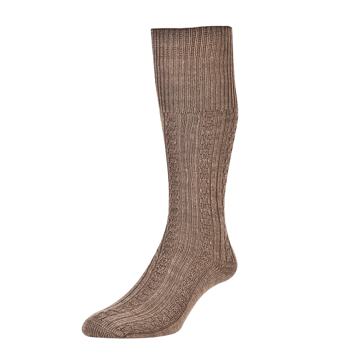 Hduk Mens Socks Men's Taupe Hj Hall Cable Knit Hj2005 Long Wool Rich Socks/Available In Uk Sizes 6-11 And 11-13 (Uk 11-13 Eur 45-47, )