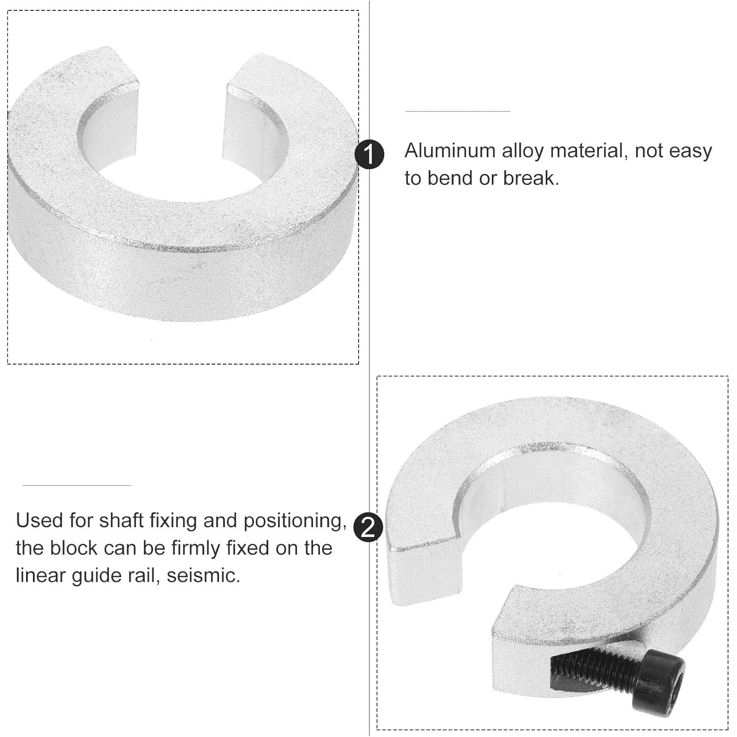 Linear Rail Shaft Stop Collars 10 PCS Aluminum Alloy Shaft Collar Stop High Strength Metal Fixed Clamp Corrosion Resistant(SBR20)