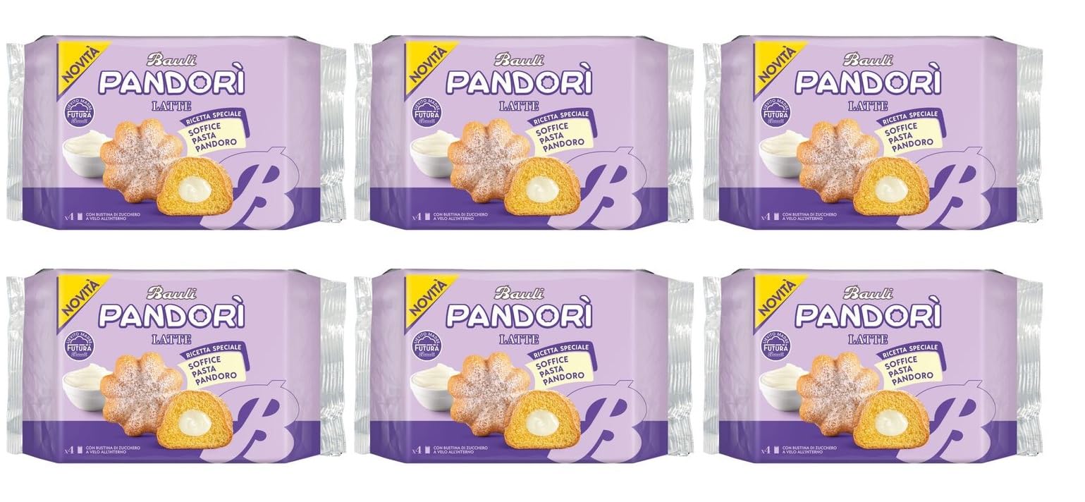 Merenda Merendina per bauli pandorì Crema al latte o al Cioccolato, 150g, Disponibile in Confezioni da 3, 6 o 12 (6 Pezzi, Crema al latte)