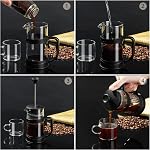 PARACITY French Press Coffee, Camping Mini Coffee/Tea Press of 304 Stainless Steel Filter, Cold Brew Coffee Maker 12OZ for Travel& Home Gift(Black)