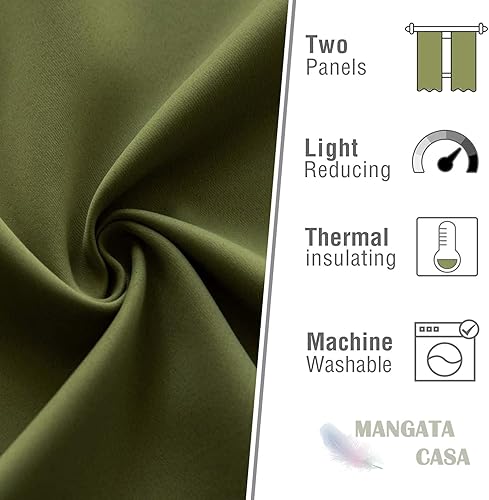 Vista 33 de Mangata Casa - Cortinas opacas para dormitorio, 2 paneles, cortinas térmicas para ventana, para sala de estar, cortinas que oscurecen. Azul marino