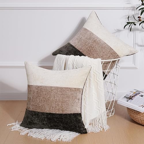 Miniatura 2 de ASPMIZ Juego de 2 fundas de almohada decorativas bohemias de 18 x 18 pulgadas, fundas de almohada de pana de felpilla suave para sala de estar, sofá