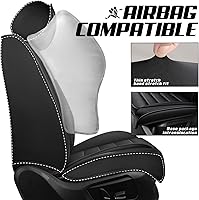 Vista 4 de Funda de asiento para Nissan Murano 2003-2026, protector de asiento de cuero impermeable compatible con bolsa de aire (par delantero, negro clásico)