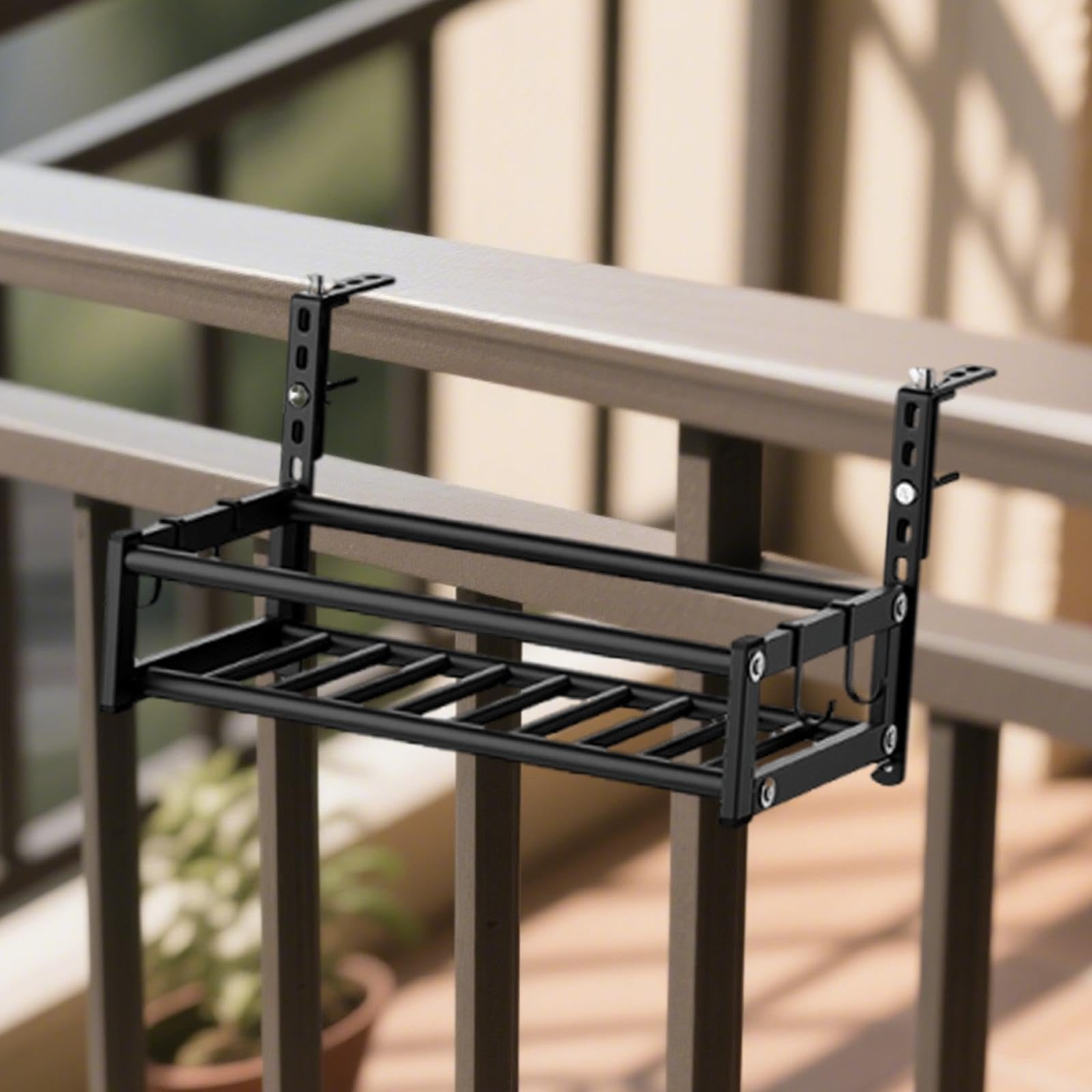 H?ngender Pflanzkübel für Balkon & Terrasse Metall Pflanzkasten elegantes Pflanzenregal Fenster Blumenkasten ativer Pflanzenständer 43 cm Höhe ideal für Blumentöpfe.
