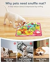 Vista 8 de Tapete de olfateo para perros, gatos, conejos, tapete de alimentación de golosinas para mascotas, 15.4 x 15.4 pulgadas para pequeños y medianos