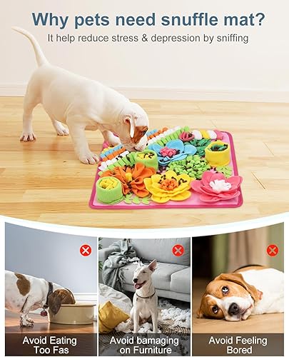 Miniatura 8 de Tapete de olfateo para perros, gatos, conejos, tapete de alimentación de golosinas para mascotas, 15.4 x 15.4 pulgadas para pequeños y medianos