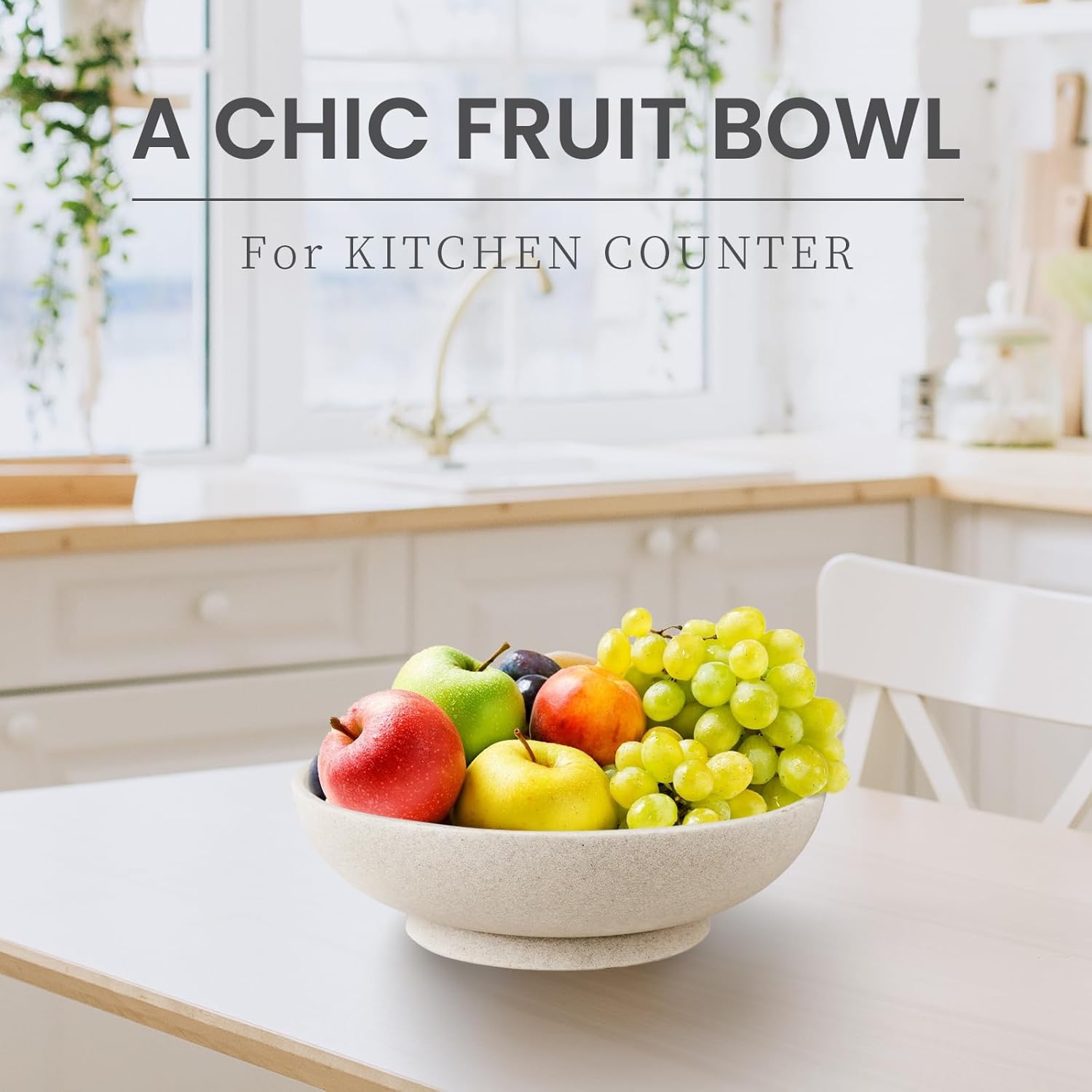 L'ARL GMVOI Large Decorative Bowl,Modern Fruit Bowl for Kitchen Counter,Handicraft Decorative Bowls for Home Decor,Stylish Key Bowl for Entry Table - Artificial Stone Beige