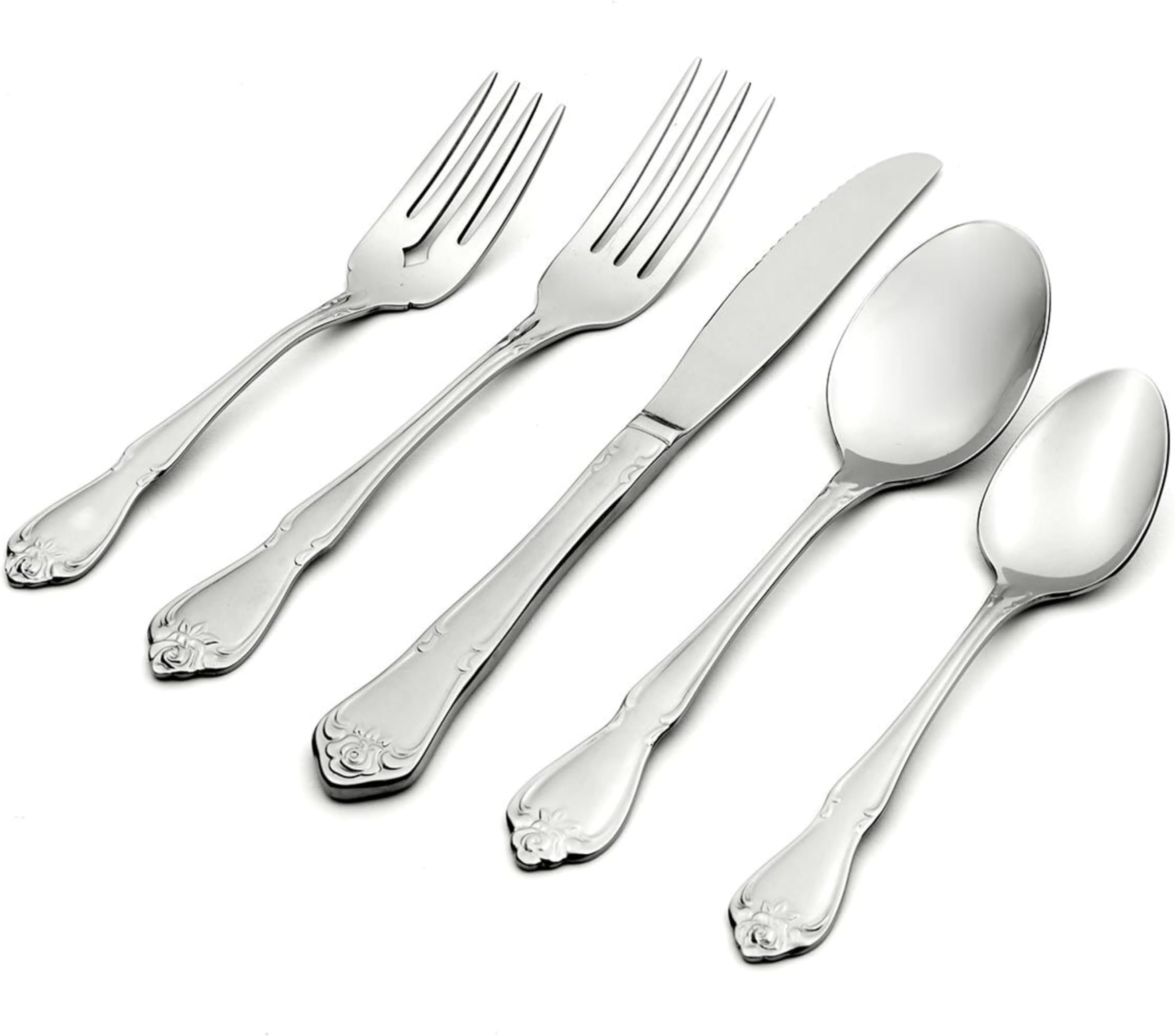 Oneida True Rose 45 Piece Everyday Flatware, Service for 8