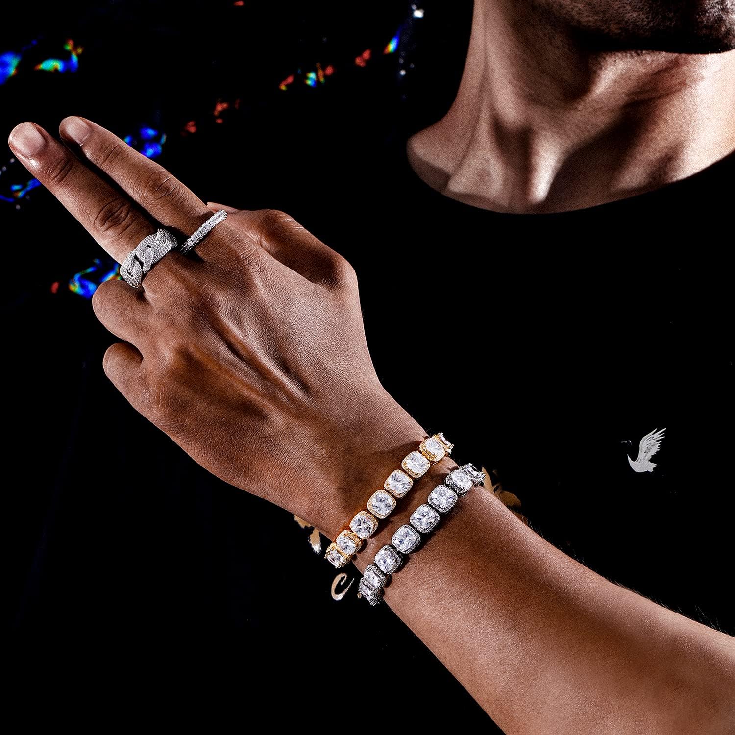 10mm Tennis Bracelet for Women Men 18K Gold/Rose Gold/White Gold Plated Iced Out Chain Bracelet With Full Iced Clasp - Sizes 7.5-8.5 Inch - Image 3