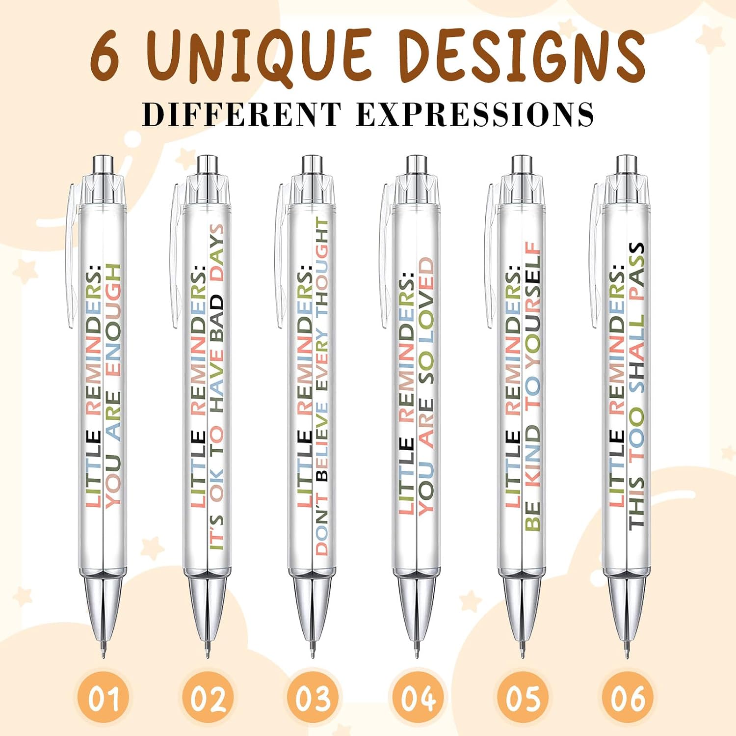 6-Piece Motivational Pen Set, Inspirational Ballpoint Pens for Staff Teachers Friends, Encouragement Keepsakes, Office Desk Supplies, Team Recognition Presents, Positive Writing Accessories image 4
