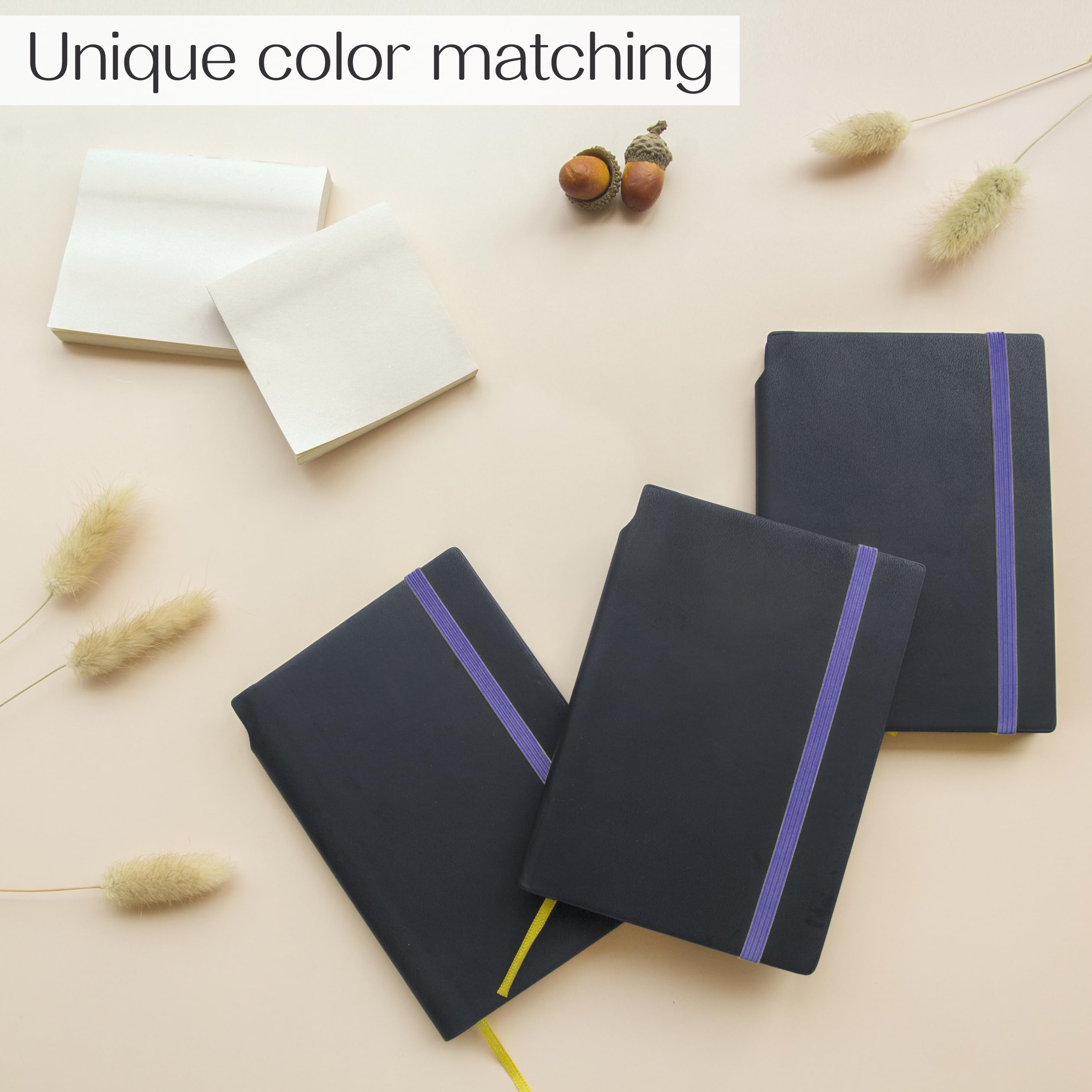 J6&H6 Minimalist Design Pocket Notebooks Set Of 3, Portable small Notebook with Pen Holder, 486 Thick Lined Pages ( 3.3" x 4.3"), The Perfect Mini Note Pads to Stay Organized and Boost Productivity at