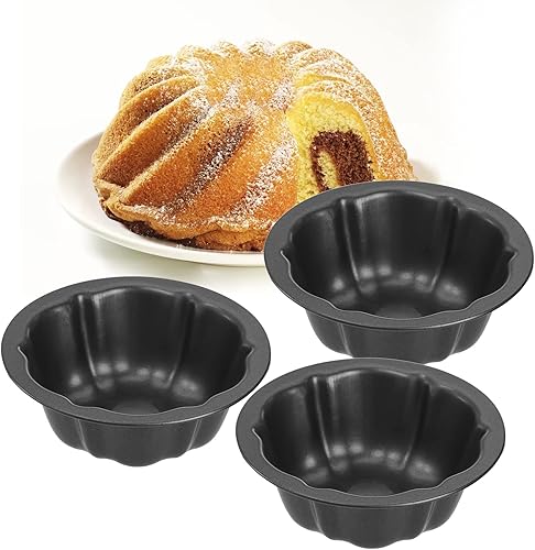 Miniatura 5 de ZENFUN 10 moldes de flan mini moldes para flan, molde estriado de 4 pulgadas antiadherente, moldes de acero al carbono, moldes para tartas, moldes