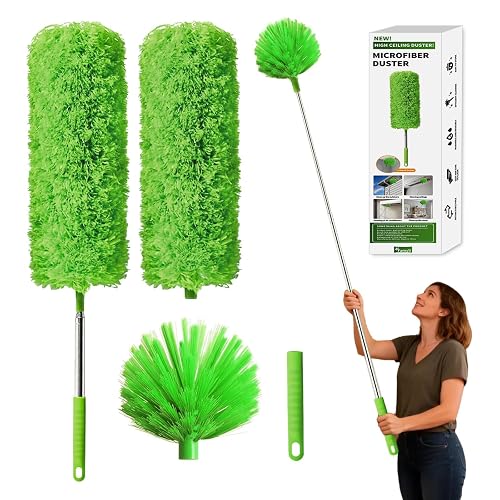 Cobweb Duster with Extension Pole, Washable Cleaning Duster Kit with
