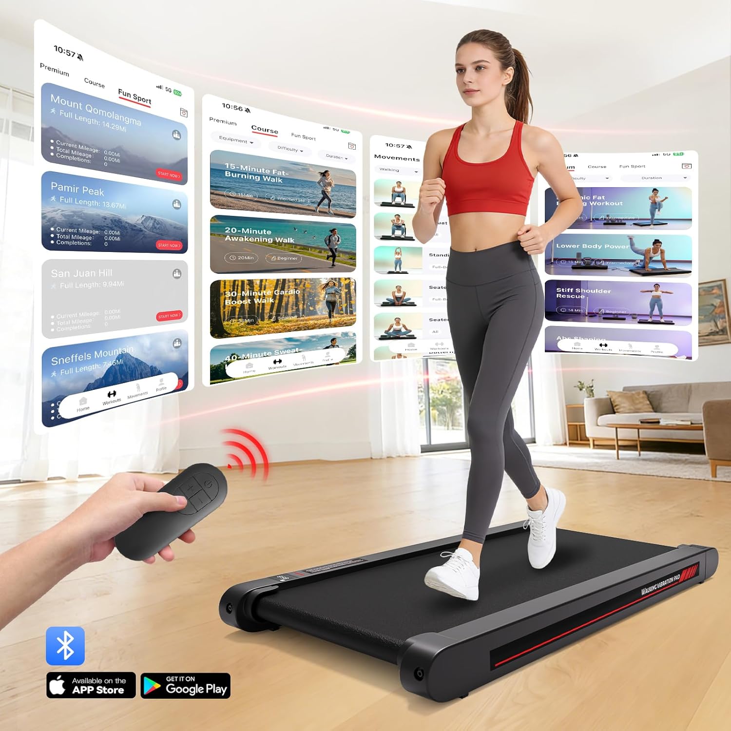 Freepi Walking Vibration Pad Treadmill,3 in 1 Under Desk Vibration Treadmill,Portable Treadmill for Home image 2