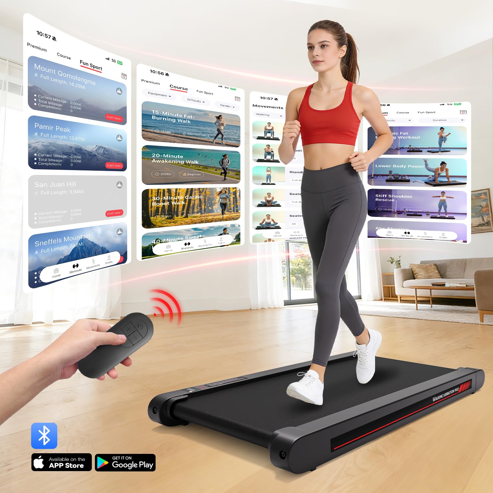 Freepi Walking Pad,Under Desk Vibration Treadmill,3 in 1 Vibration Plate Exercise Machine,Portable Treadmill for Home — view 2