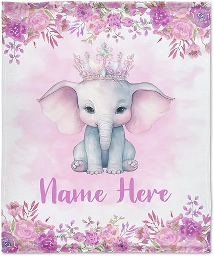 Miniatura 69 de Manta personalizada con diseño de jirafa y elefante, manta de franela suave, acogedora y ligera con nombre para sofá, cama, sofá, regalo, unisex