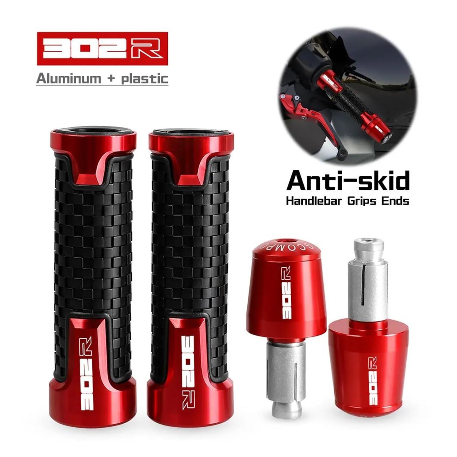 Empuñaduras Moto Antideslizantes y Resistentes para 302R 2021 2022 Manillar De Motocicleta Extremo Peso Manillar Extremos Tapa Enchufe Antivibración