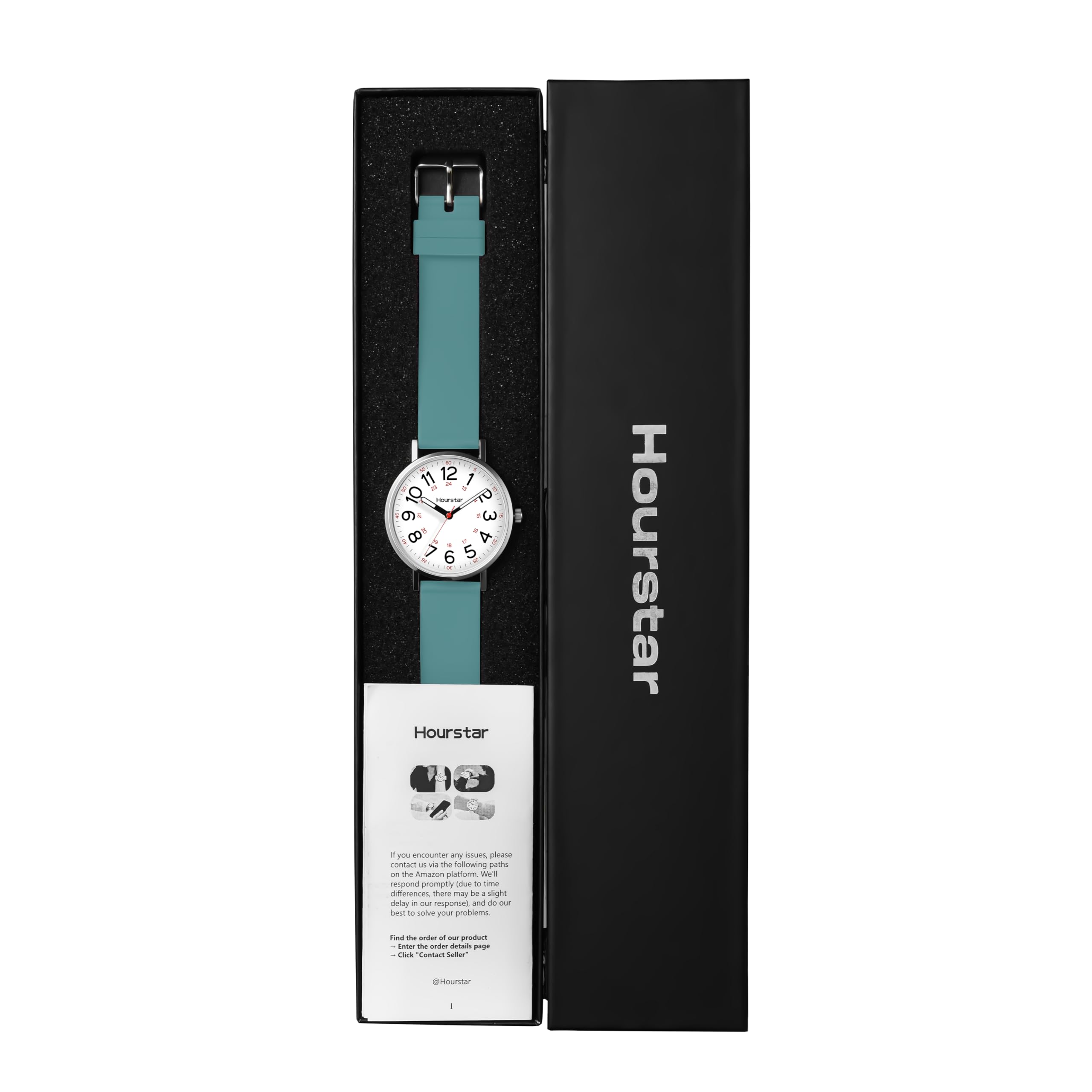 Reloj analógico de enfermera para mujer con segunda mano para enfermería, 12/24 horas, correa de silicona, fácil lectura (cian)