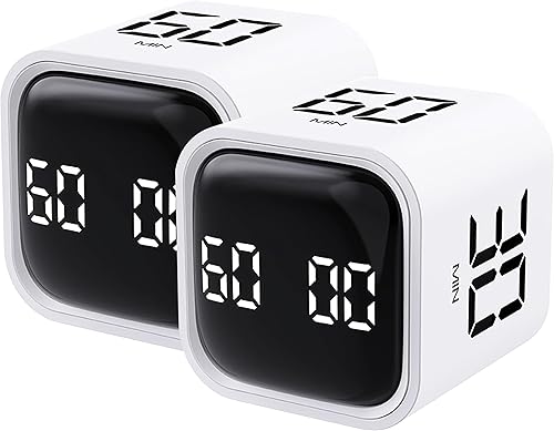 Temporizador giratorio Pomodoro de 2 piezas, 5, 10, 30, 60 minutos preestablecidos, temporizador de productividad de escritorio, cronómetro de