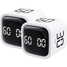 2pcs Rotating Pomodoro Timer 5/10/30/60 Mins Preset Desk Productivity Flip Timer Visual Cube Countdown Stopwatch Custom Mode/Vibration/High/Low Volume ADHD Timer for Study/Work/Kitchen