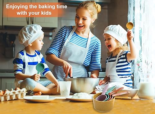 Miniatura 4 de Juego de tazas y cucharas medidoras de plástico, 10 piezas de herramientas de medición de cocina coloridas, grabadas métricas de EE. UU., taza