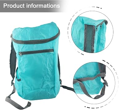 Lightweight Rucksack Portable 10L Folding Backpack, Ultra-Light Water-Resistant Daypack For Hiking Camping, For Hiking Compact Travel Rucksack With Carry Pouch(Light blue)
