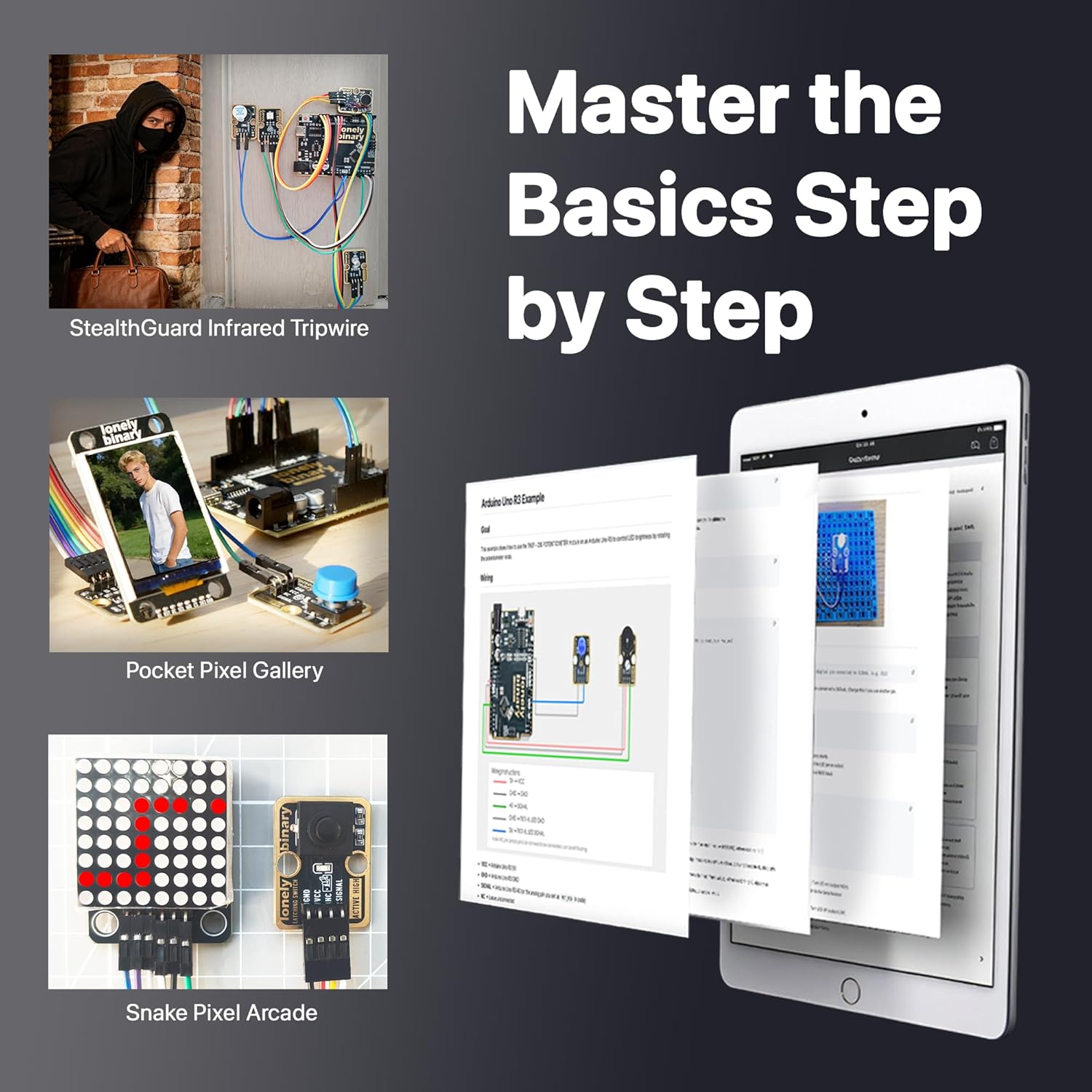 TinkerBlock 46-Piece Sensor Module Kit Gold Edition, Lead-Free | with Tutorial Sensor Kit Compatible with Arduino IDE, ESP32-S3, Raspberry Pi Pico | DIY Prototyping Starter Kit