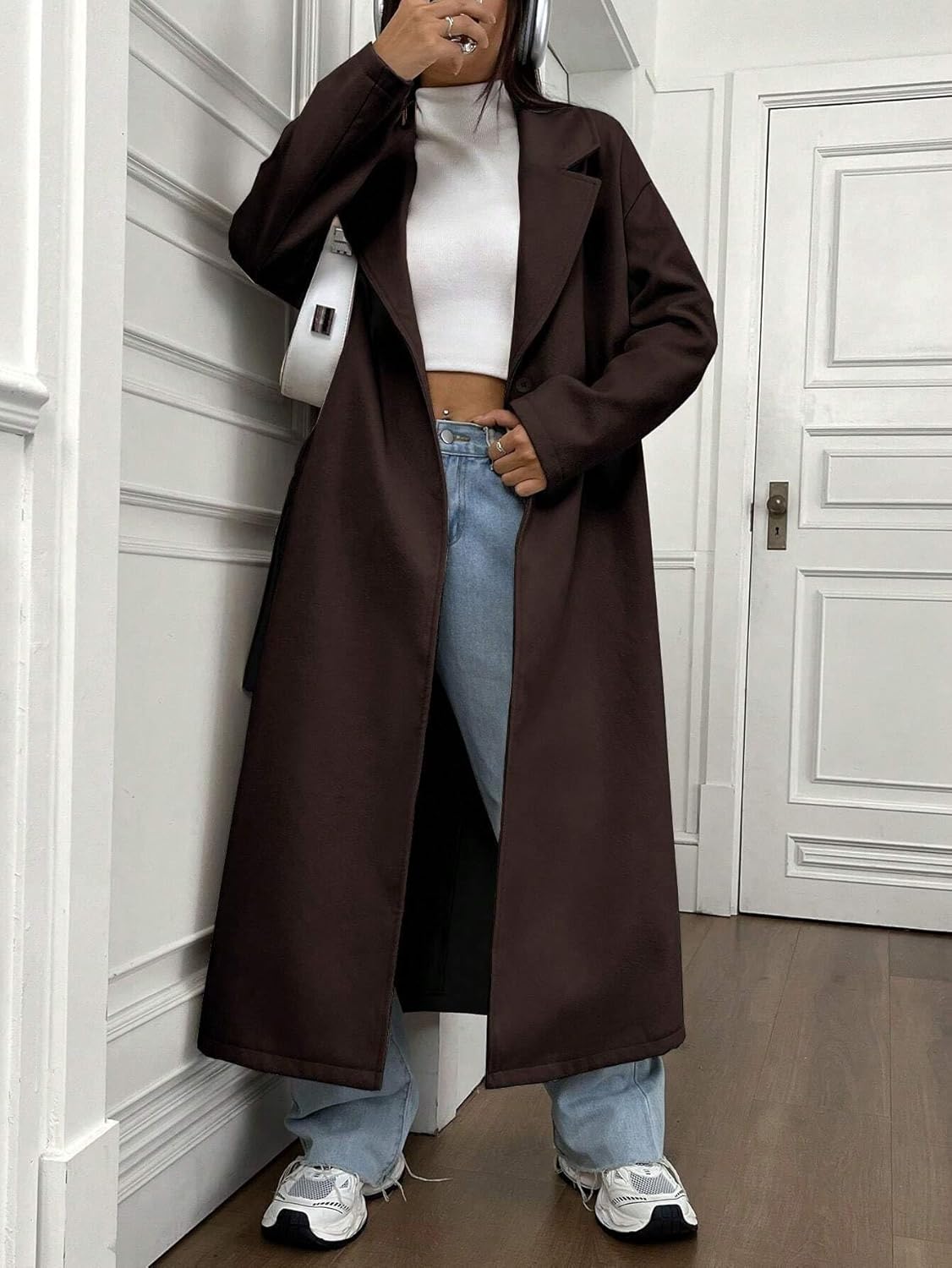 Womens Fashion Trench Outwear Solid Color Casual Wool Coat Jacket Coat