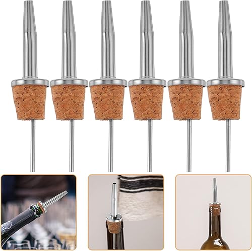 Miniatura 9 de Kichvoe Juego de 6 tapones de acero inoxidable para botellas de vino, vertedor de licor, tapones de corcho, tapones para botellas de vino, aceite de