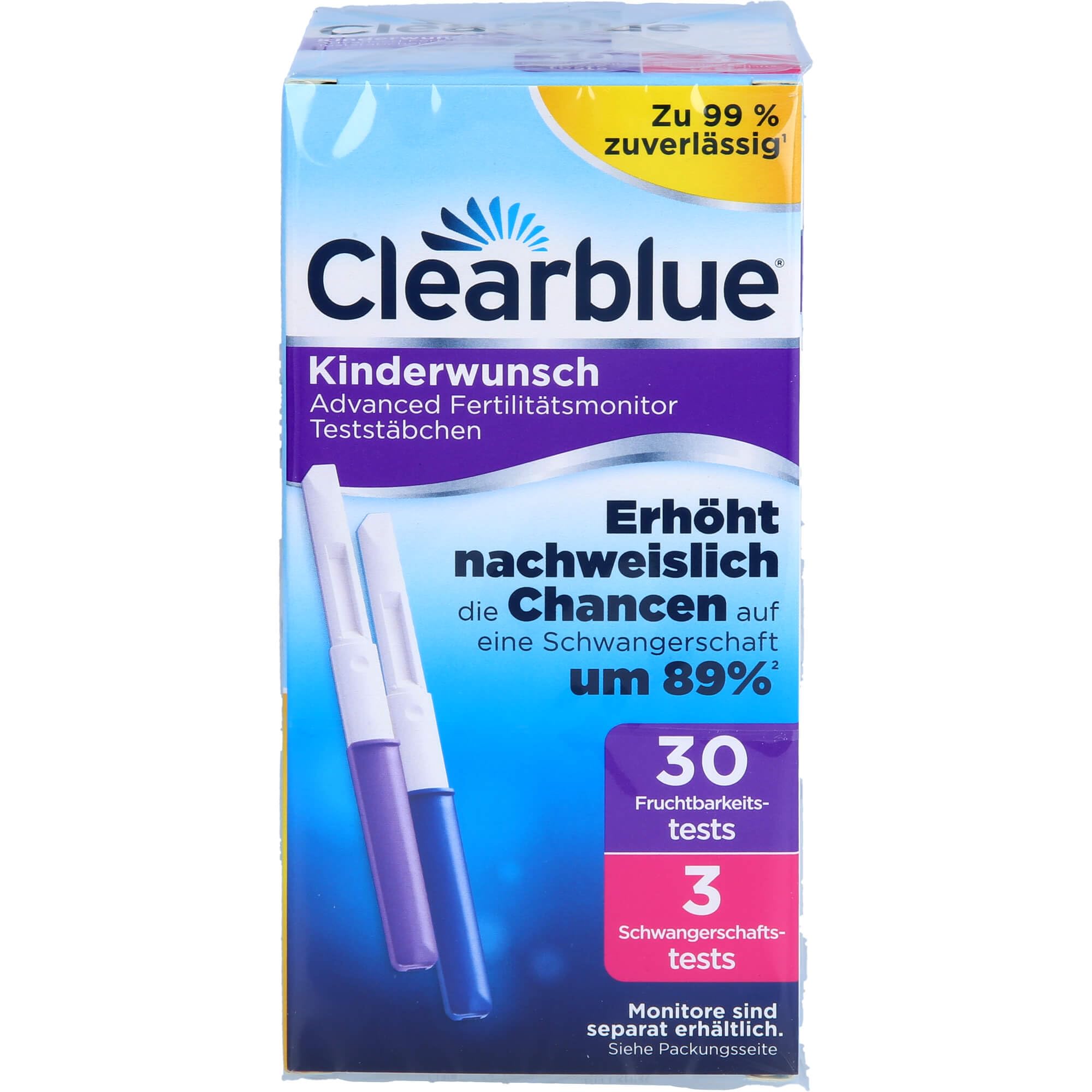 Clearblue Kinderwunsch monitor płodności/komputer cyklu opakowanie uzupełniające, 33 testy (30 x test owulacji/test płodności dla kobiet do określenia owulacji i 3 x test ciążowy)