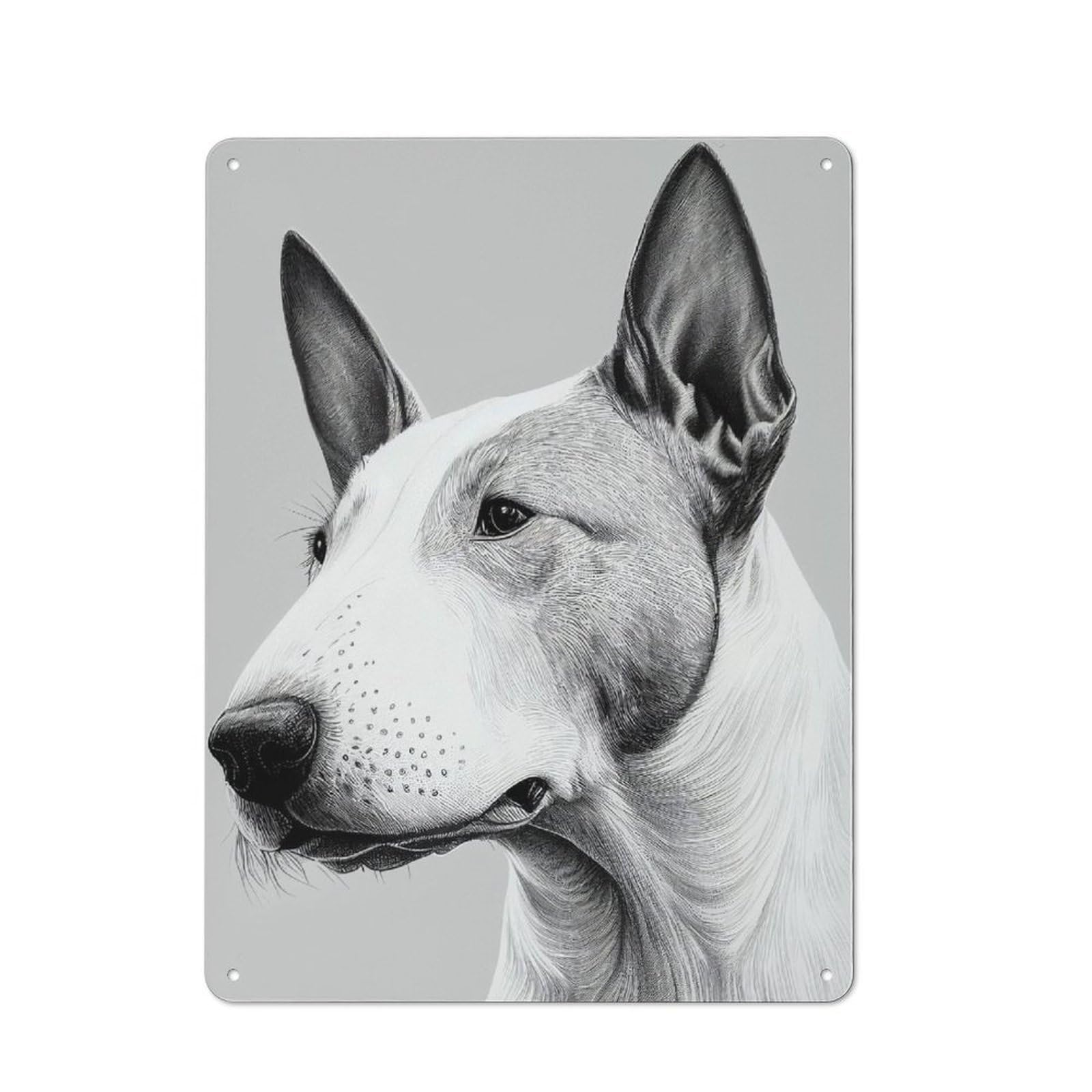 Junmoney Bull Terrier Drawing Dog Vintage Metal Plaque 40X30cm For Café Or Home Bar, For Vintage Wall Decor Fans, For Home Office And Studio Walls