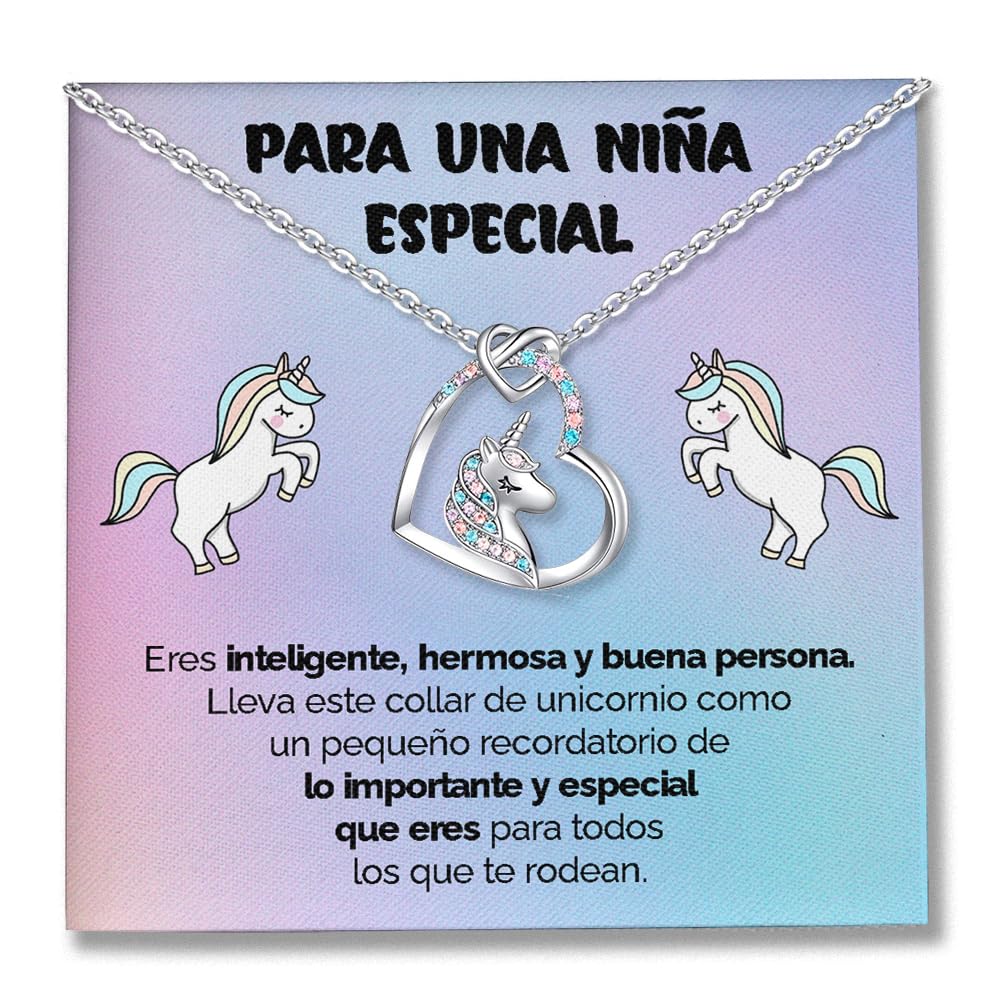 Regalo Niña 10 Años, Colgante De Unicornio, Regalos Niña 7, 8, 9, 10, 11, 12 Años, Collar Niñas Plata De Ley, Regalo Original Para Niñas, Navidad, Reyes