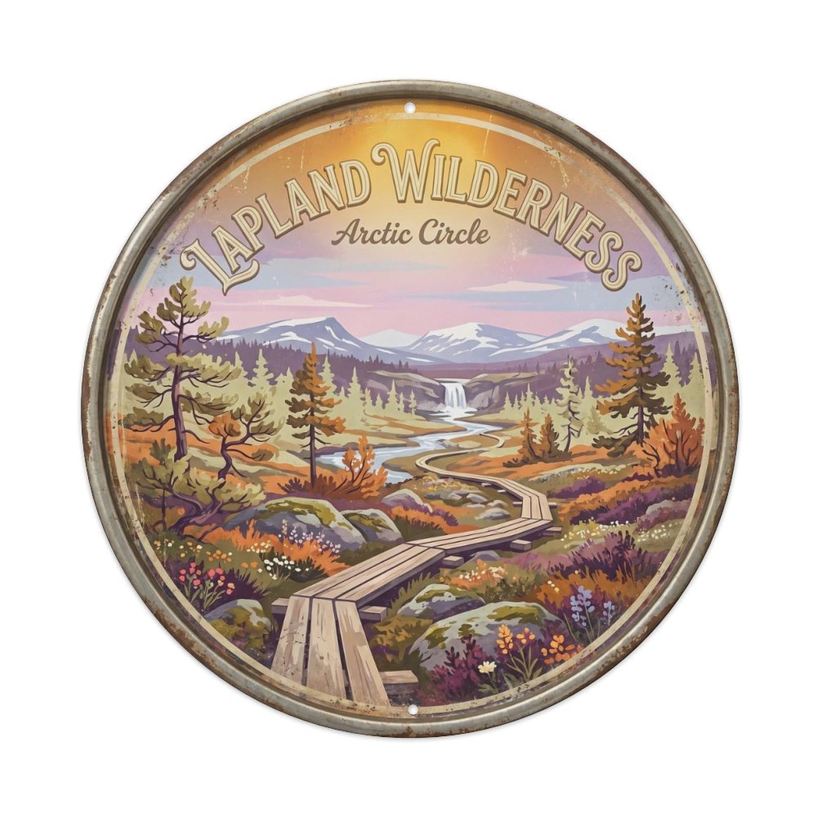 Tgrcjimh Style. Vintage Travel Lapland Forest Sweden Arctic Metal Tin Sign