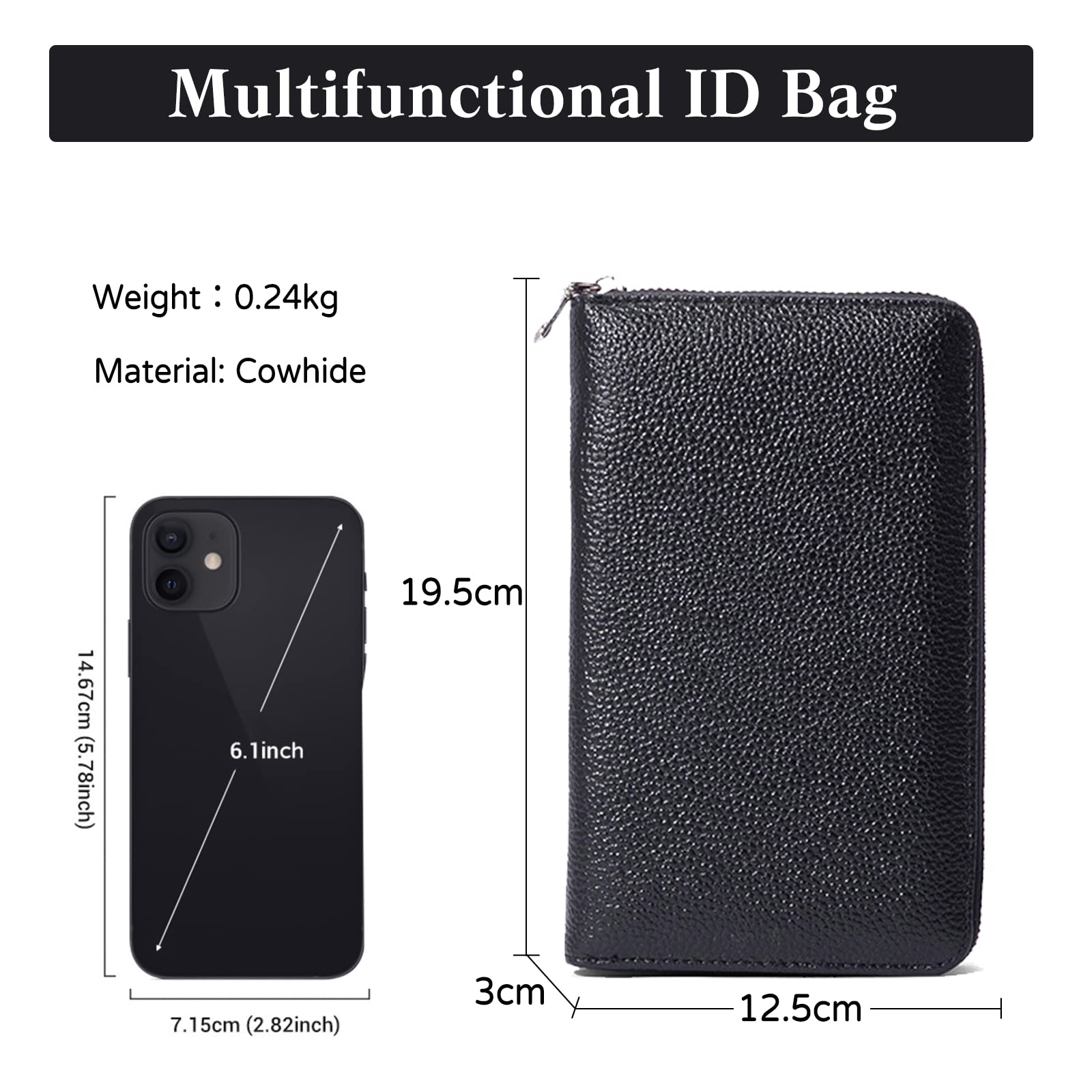 Cartera de Viaje Funda Pasaporte Cartera de Pasaporte con Bloqueo RFID Cuero Porta Documentos Porta Pasaporte para Tarjeta de Crédito para Mujeres Negro